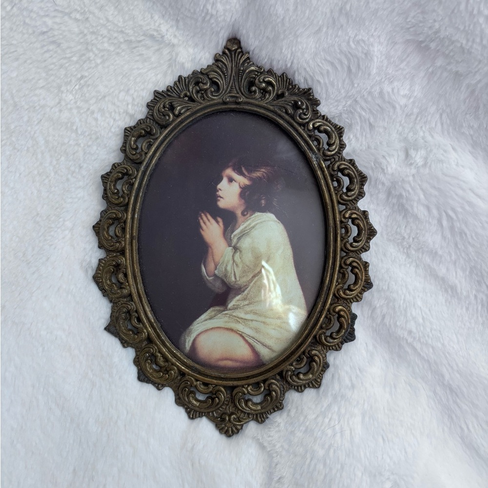 Vintage Ornate Bronze Oval Picture Frame